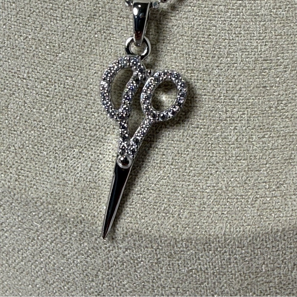 BLEU SAGE Sterling Silver 925 Scissor Necklace CZ Lobster Clasp Hairdresser Gift - Picture 9 of 9